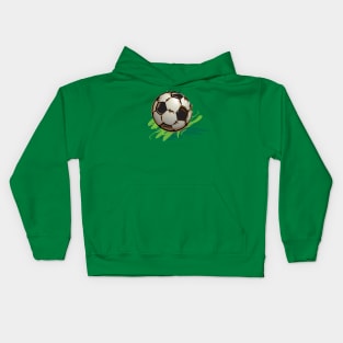 Football Soccer Ball on Grass Kids Hoodie